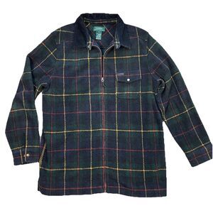 Lauren Ralph Lauren Plaid Fleece Jacket Corduroy Collar Womens M